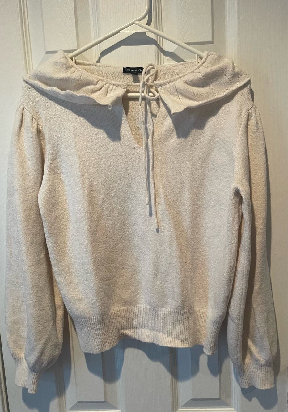 Who What Wear Collared Ivory Soft Weave Sweater, Size M, $21, B52